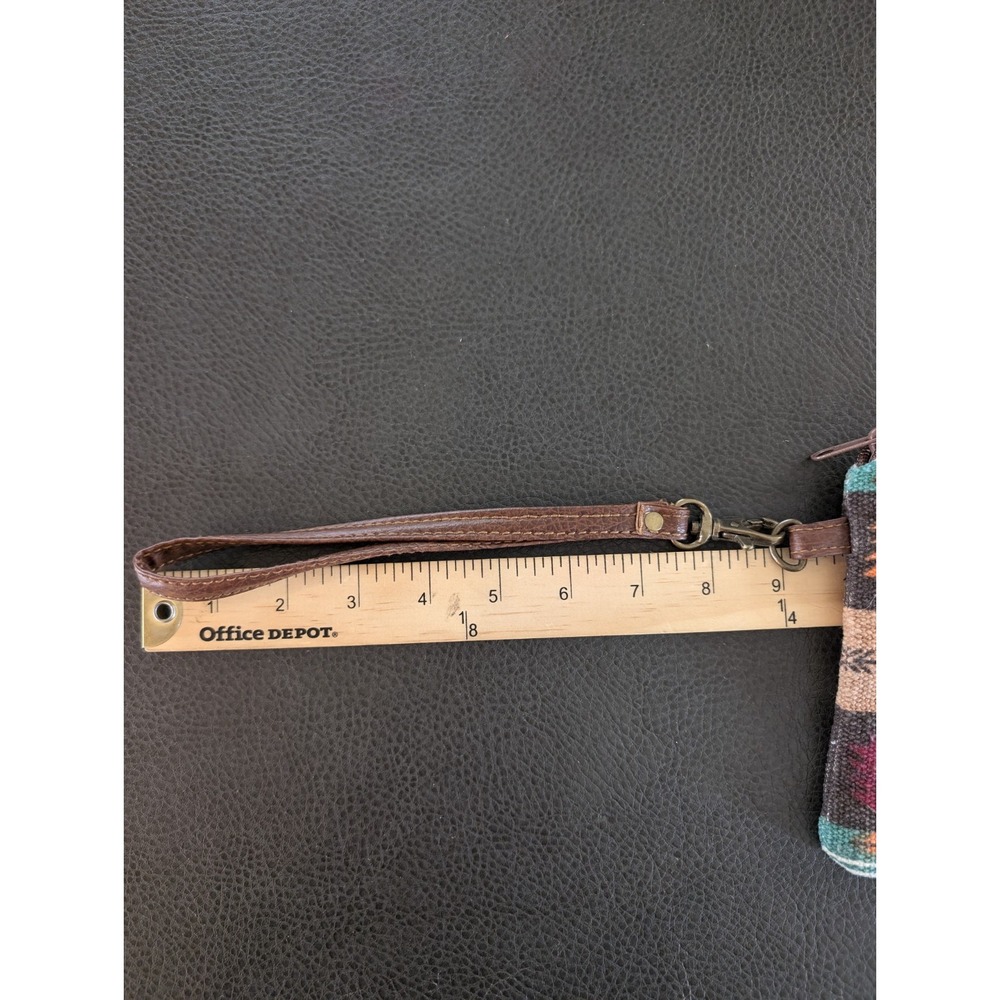 Pine Creek Wristlet Womens Small Teal Bag Aztec Western Print Makeup Travel NWOT - Picture 8 of 10